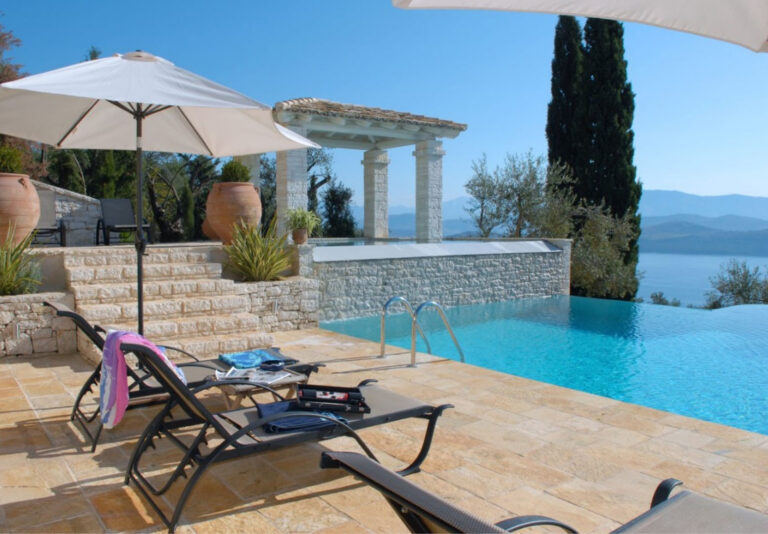 Sunbeds of secluded private villa