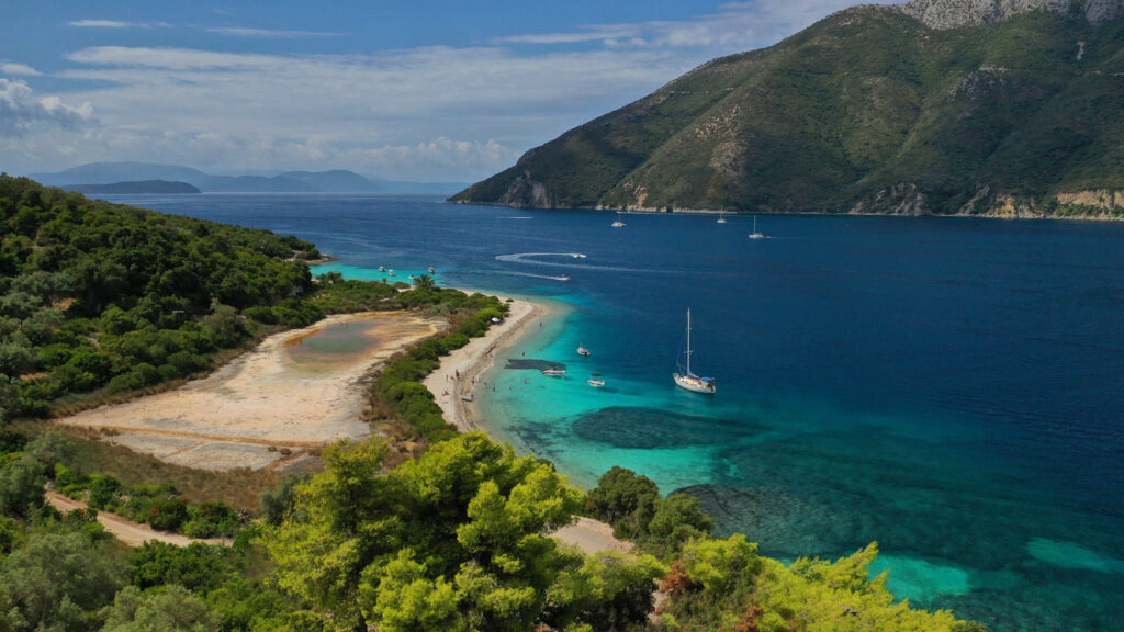 Aerial,Drone,Photo,Of,Paradise,Exotic,Azure,Beach,Of,Agios