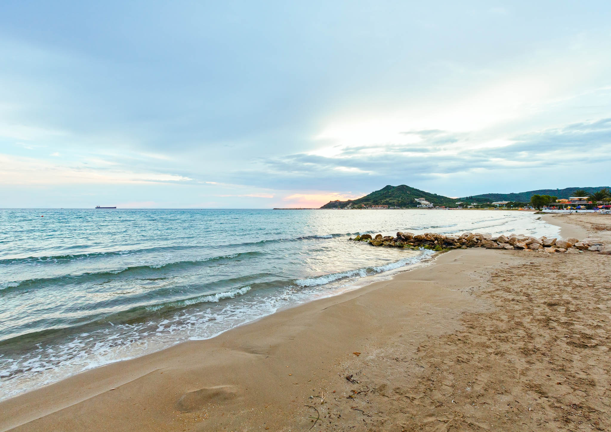 Sunrise,View,From,Beach.,Summer,Coastline,(greece,,Zakynthos,,Alykes,,Ionian