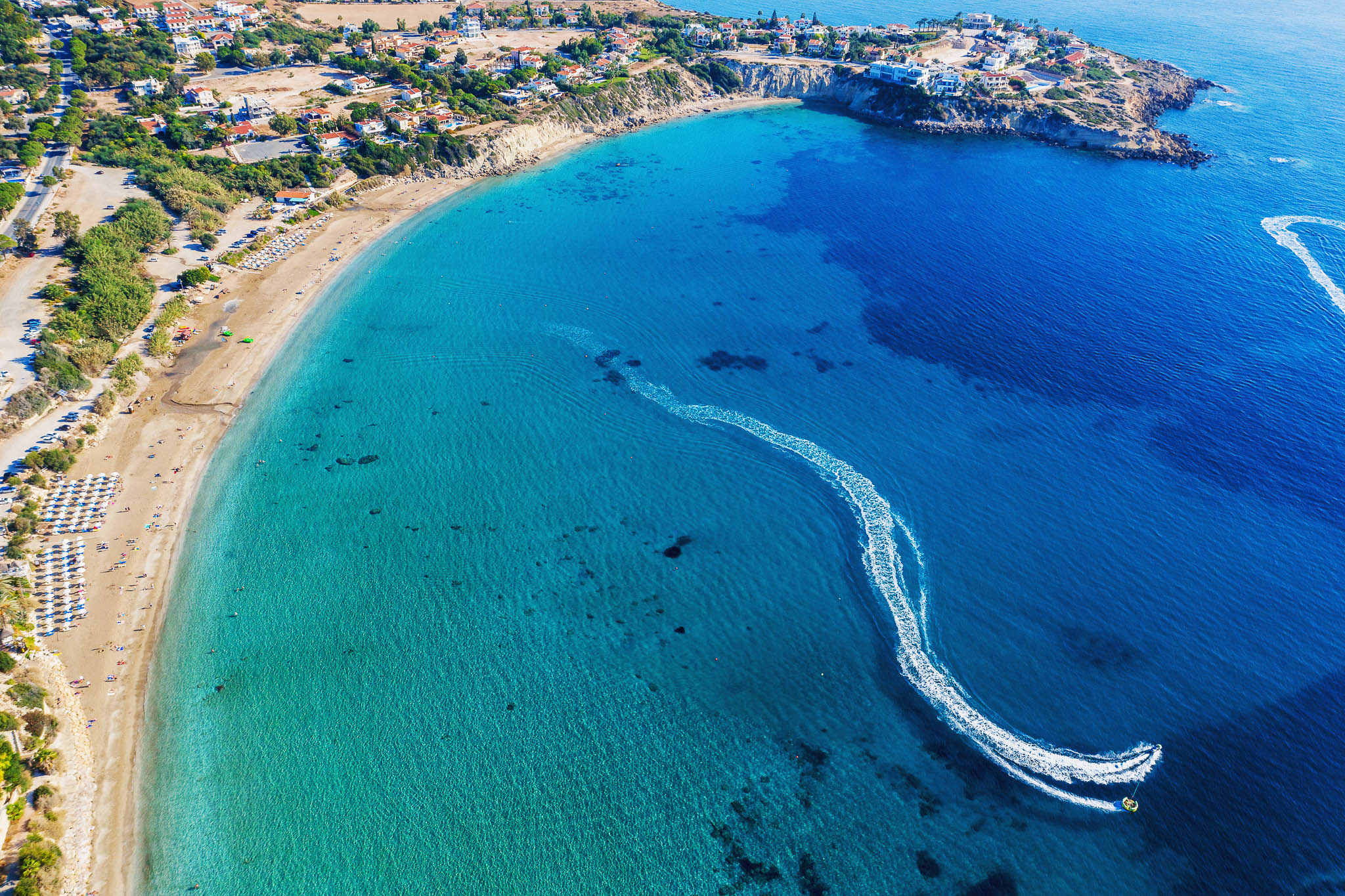 Cyprus,Landscape.,Aerial,Panoramic,View,Of,Coral,Bay,Beach,With