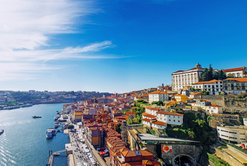 Porto,,Portugal,Old,Town,Skyline,From,Dom,Luis,Bridge,On