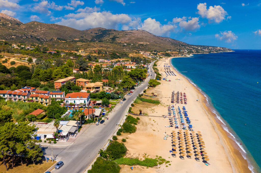 Skala,Beach,View,From,Above,,Cephalonia,,Greece.,Skala,Famous,Beach