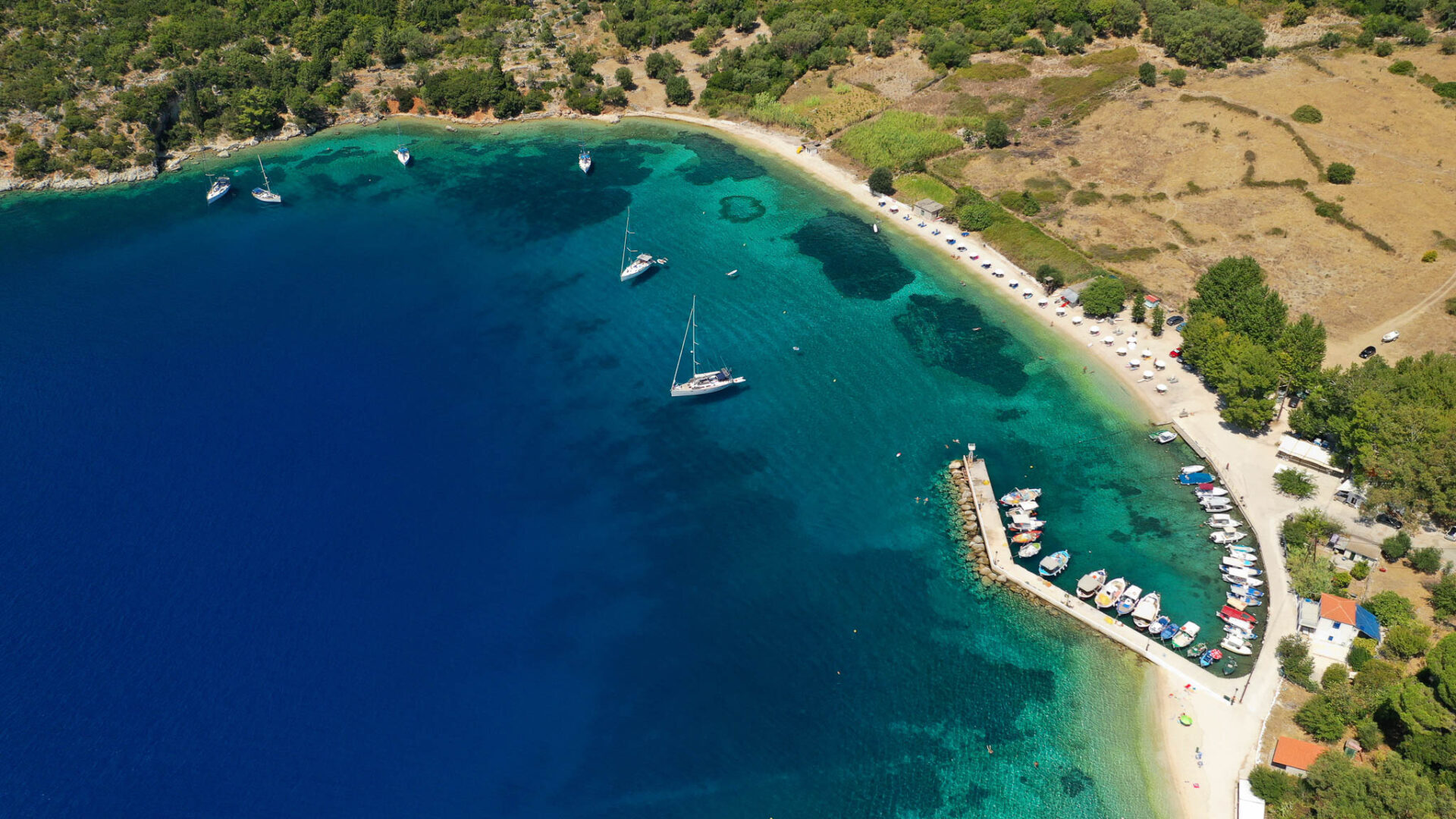 Aerial,Drone,Photo,Of,Bay,And,Beach,Of,Polis,In